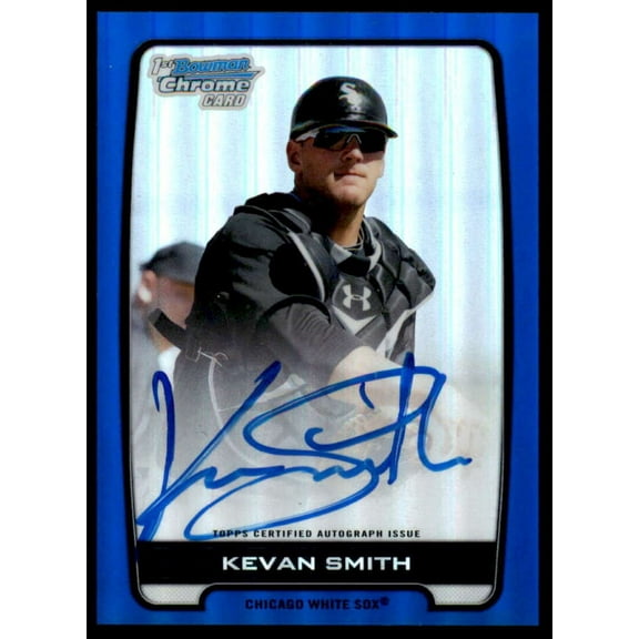 Kevan Smith Rookie Card 2012 Bowman Chrome Prospect Autographs Blue Refractors #KS