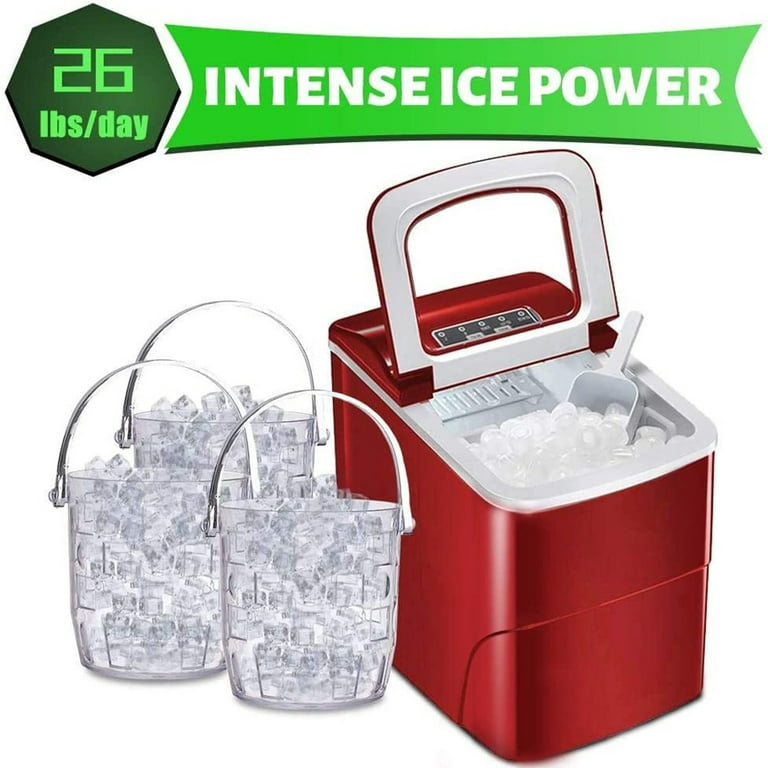 Electactic Ice Maker Machine for Countertop, 26Lbs/24H Portable Electric Ice  Makers, Compact Ice Cube Maker with Ice Scoop and Basket 9 Cubes Ready in  6-8 Minutes,Ice Making Machine for Home 