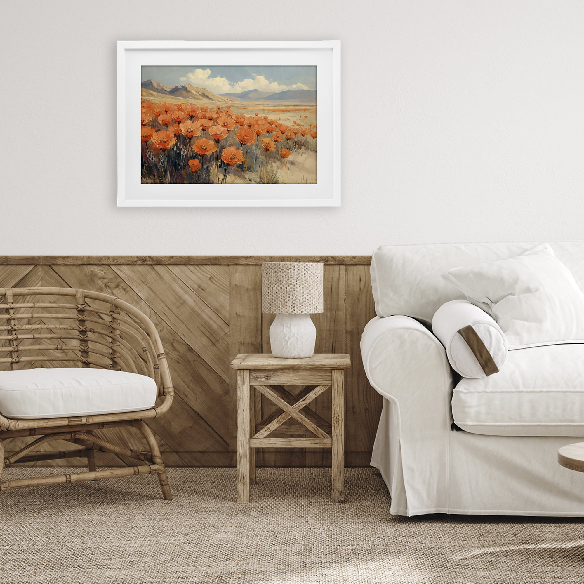Stupell Industries Desert Poppies in Valley White Framed Print Under Glass, design by Gina Kelly