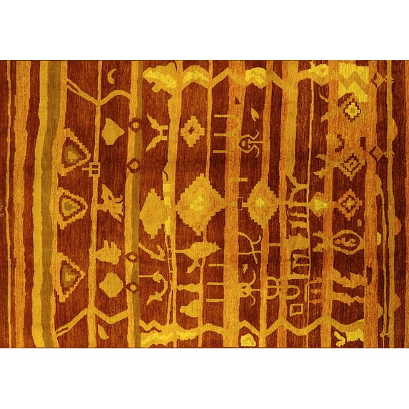 Ahgly Company Indoor Rectangle Oriental Yellow Industrial Area Rugs, 7' x 10'