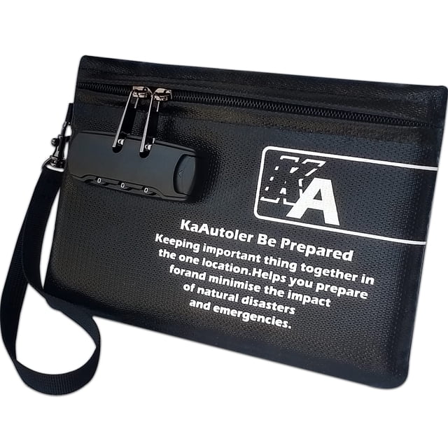 Bolsa ignífuga KaAutoLer pequeña con cierre, bolsa de dinero impermeable