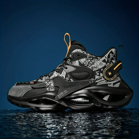 Men's High-Top Casual Sneakers - Breathable Lace-Up Outdoor Shoes with Durable Rubber Sole, All-Season Comfort for Hiking, Running & Urban Streetwear