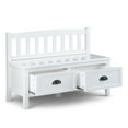 thumbnail image 4 of Simpli Home Burlington SOLID WOOD 42 inch Wide Transitional Entryway Storage Bench with Drawers in White, 4 of 8