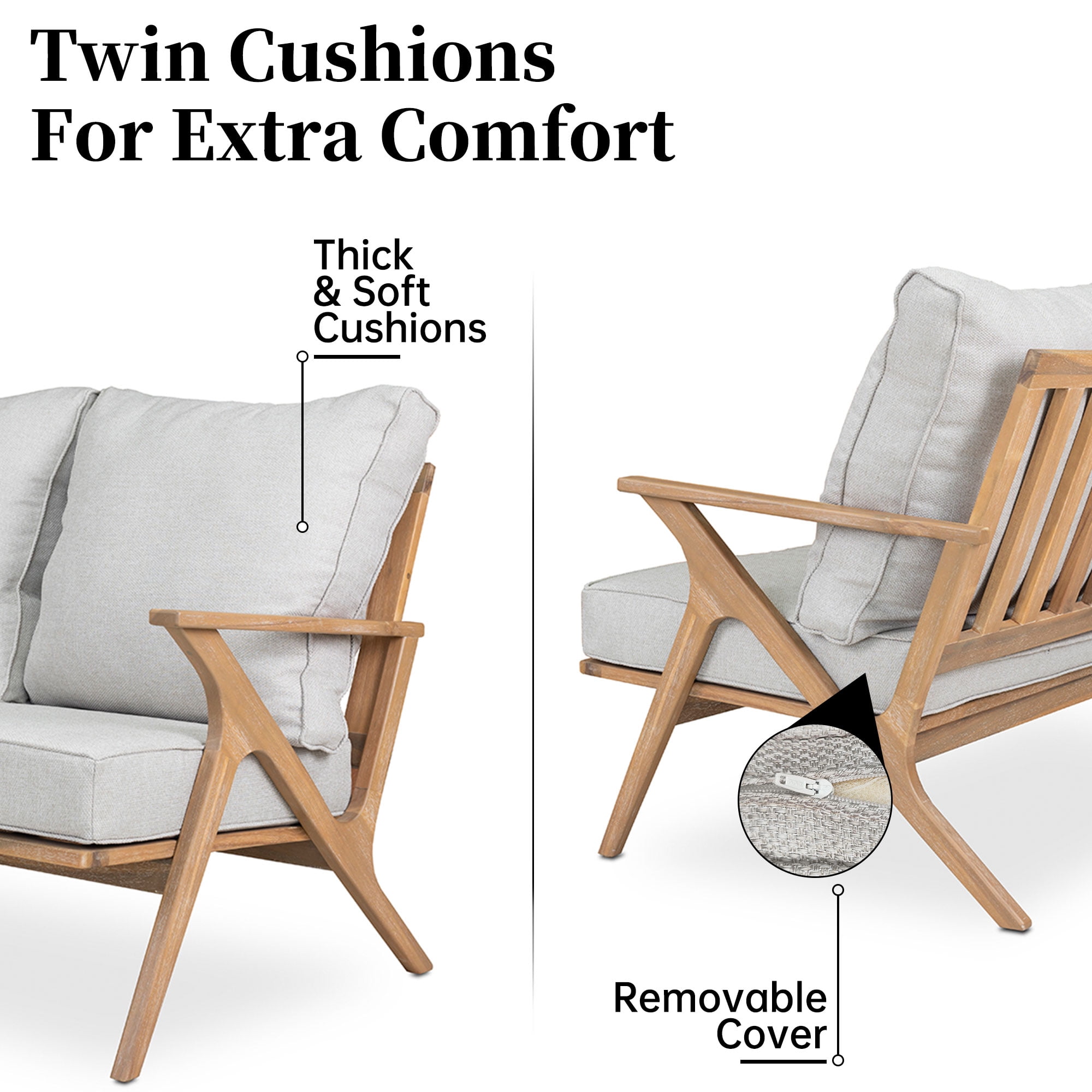 Aimee Lii 4 Pcs Acacia Wood Patio Furniture Set for Balcony Porch Garden Backyard Lawn, Outdoor Seating Sofa Set, Outdoor Conversation Set with Coffee Table, Cushions, Pillow Aimee Lii 4 Pcs Acacia Wood Patio Furniture Set for Balcony Porch Garden Backyard Lawn, Outdoor Seating Sofa Set, Outdoor Conversation Set with Coffee Table, Cushions, Pillow