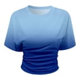 thumbnail image 4 of TrendOFT Ruched Shirts for Women Gradient Color Crew Neck Half Sleeve Summer 2026 Casual Cinched Waist Crop Tops Blue XXXXL, 4 of 4