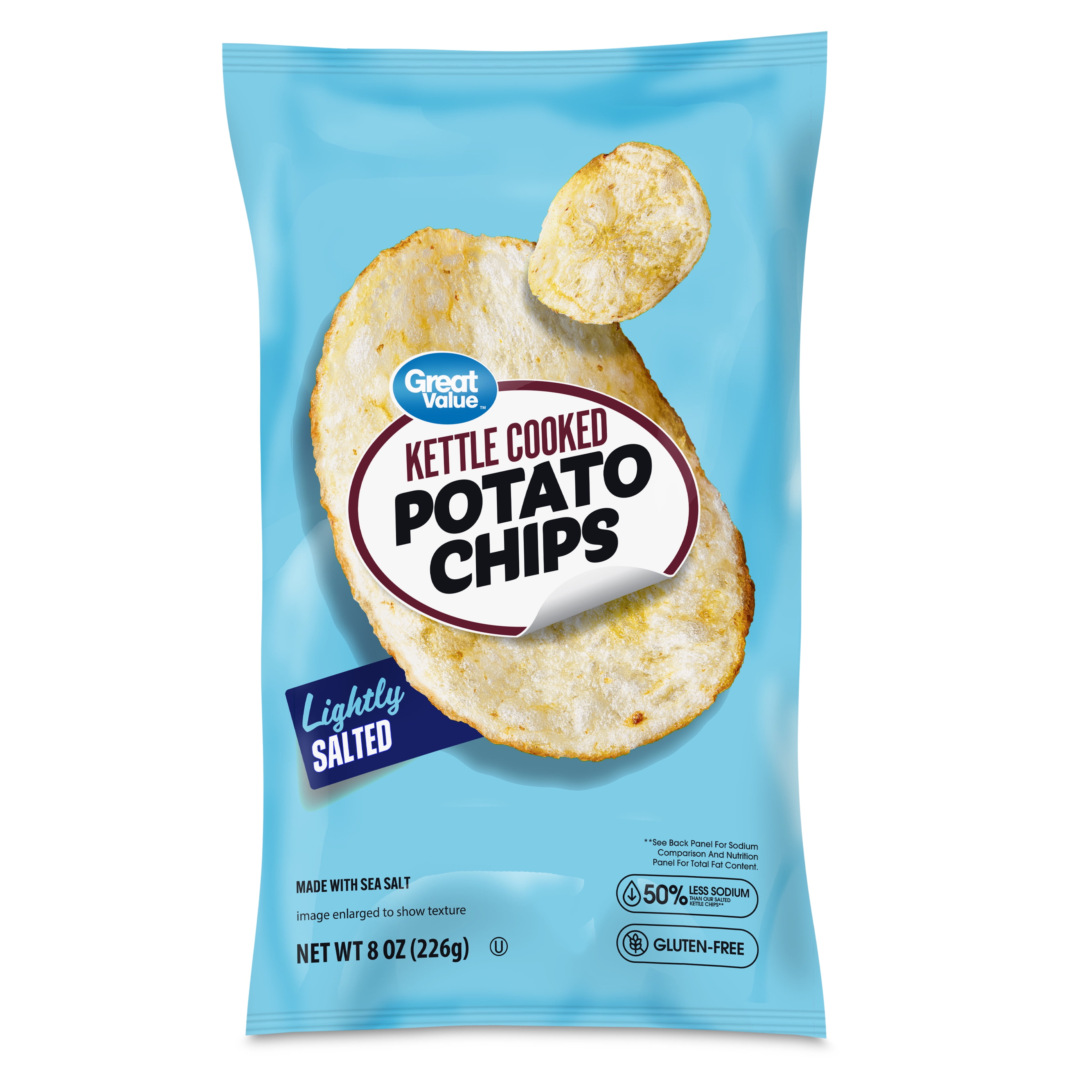 Great Value Kettle Cooked Lightly Salted Potato Chips, 8 oz