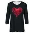thumbnail image 4 of Jienlioq Chandail en Molleton de la Saint-Valentin pour Femmes Imprimé Décontracté Col Rond Manches 3/4 Noir 2TG, 4 of 4