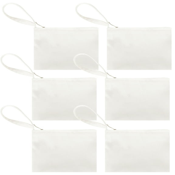 Aspire 6-Pack Wristlet Makeup Bag with Lining, DIY White Cotton Canvas Bag, 7 x 4-3/4 inch