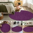 thumbnail image 6 of Dark Purple 4ft Round Rug, Farmhouse Burlap Solid Brown Color Modern Linen Texture Non-Skid Rubber Backing Large Area Rugs - Living Room Bedroom Home Office, Indoor Floor Mat Carpets Washable Rug, 6 of 9