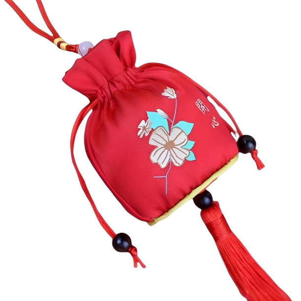 Qarigey Bolsa de bolsita de estilo chino tradicional, bolsas de tela portátiles, bolsa Vintage, regalos, recuerdo de fiesta, joyería, bolsillo de Ropa, zapatos y accesorios Miscelánea Rojo Qarigey AP017994-01
