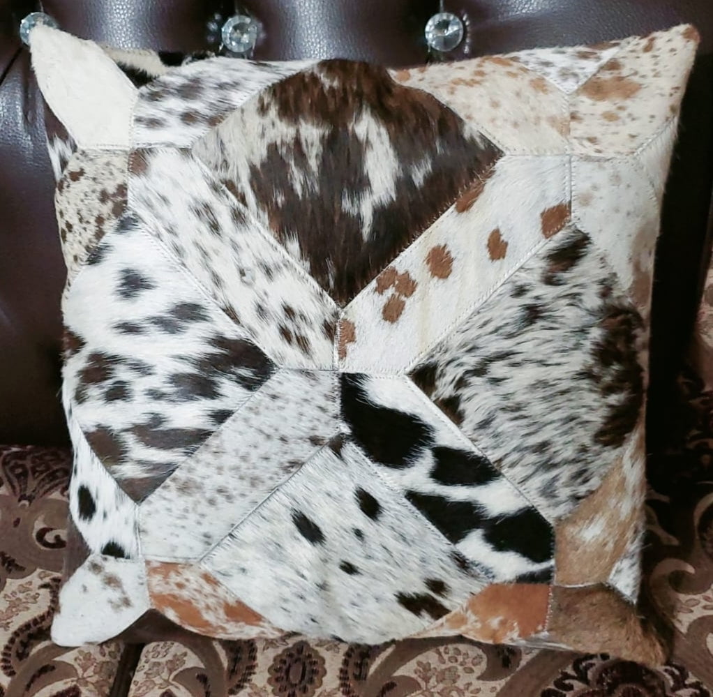 Cowhide Patchwork Cushion Covers (16 X 16 inch) 100 Natural Hair on
