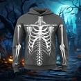 thumbnail image 2 of CUZIBR Boys Unisex Kids Halloween Skeleton Graphic Hoodie Front Sleeve Bone Print Long Sleeve Pullover Hooded Sweatshirt Holiday Party Casual Fall Tops,Grey-B,12-13 Years, 2 of 4