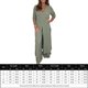 thumbnail image 3 of Conjuntos De Pantalones De 2 Piezas Conjunto de pantalones de 2 piezas para mujer, camisa informal con cuello en V, ropa diaria (verde S) Cgtredaw Para estrenar, 3 of 6