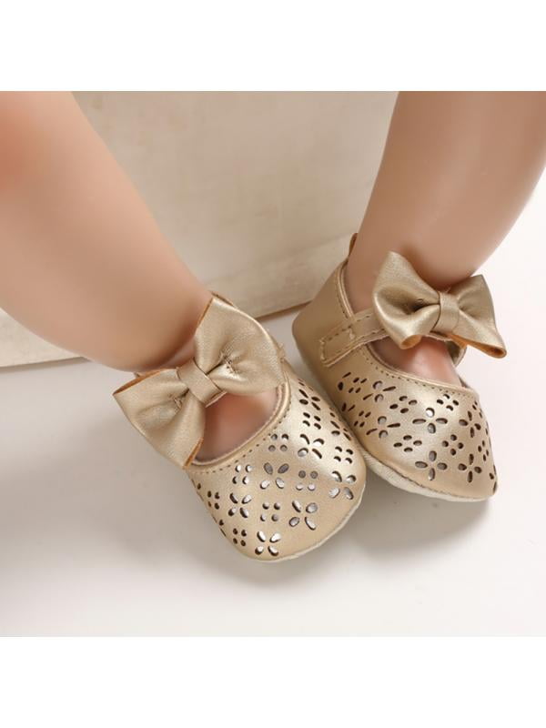 Cute Bow Baby Girl Dress Shoes AntiSlip Toddler Soft Soled First