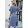 thumbnail image 3 of Womens Summer Dresses Casual Short Sleeve V Neck Strap Lacing Sexy Midi Dress Wrap Party Club Sundress (Blue,XX-Large), 3 of 6
