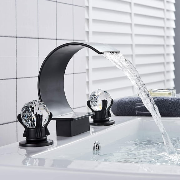 TVTIUO Widespread 8" Waterfall Bathroom Sink Faucet 2 Handle 3-Hole Vanity Basin Faucet