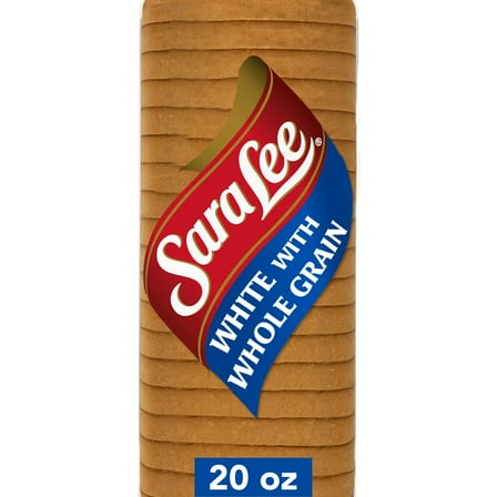 Sara Lee White made with Whole Grain Bread, 20 oz, Plain Wheat Bread, Bag
