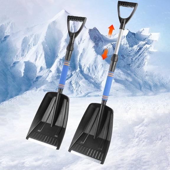 Nkmbld Detachable Snow Shovel for Car, Winter Car Retractable Snow Scraper Defrosting and Snow Cleaning Tool Car Mounted Snow Shovel with D-Grip Handle, Blue