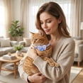thumbnail image 6 of Cat CollarwithBow, Kitten Breakaway Collar, Gingham Fabric, Adjustable Kitten Collar, Blue Bell, Quick Release Buckle, Metal Ring, 1 Pc, 6 of 6
