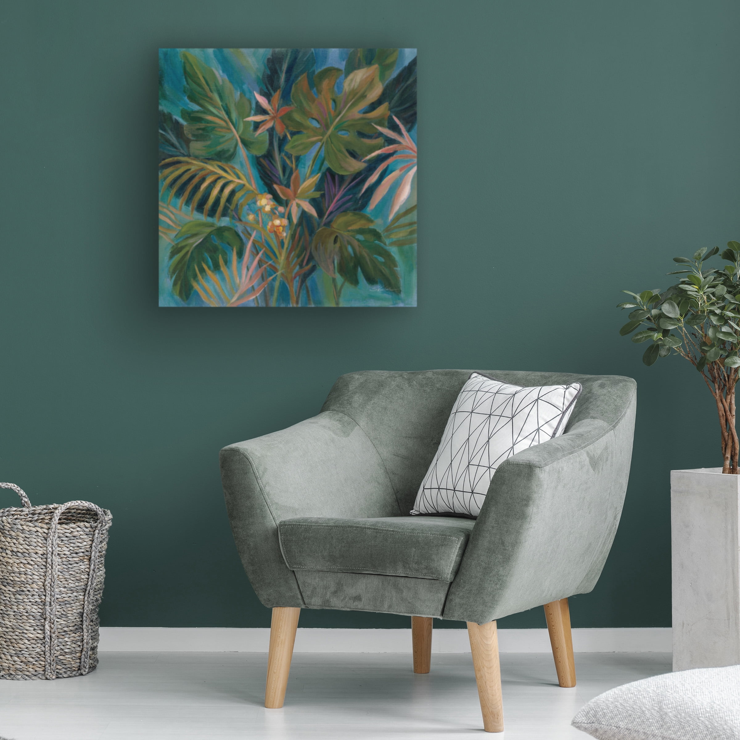 Silvia Vassileva 'Midnight Tropical Leaves' Canvas Art