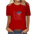 thumbnail image 2 of Fiudx Ofertas Flash Del Día Camiseta de Manga Corta con Cuello Redondo y Estampado Del Día de La Independencia para Mujer, Top/Camisa de Manga Corta con Cuello Redondo, 2 of 4