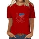 thumbnail image 1 of Tops Cortos para Mujeres Día de la Independencia Patriótica Impreso Cuello Redondo, Camiseta de Manga Corta Casual para la Primavera, Verano Y Fiesta, 1 of 4