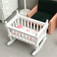 thumbnail image 4 of NIBOLOG Doll House Baby Bed - 1:12 Miniature Cradle Dollhouse Miniatures for Nursery Decor, 4 of 7