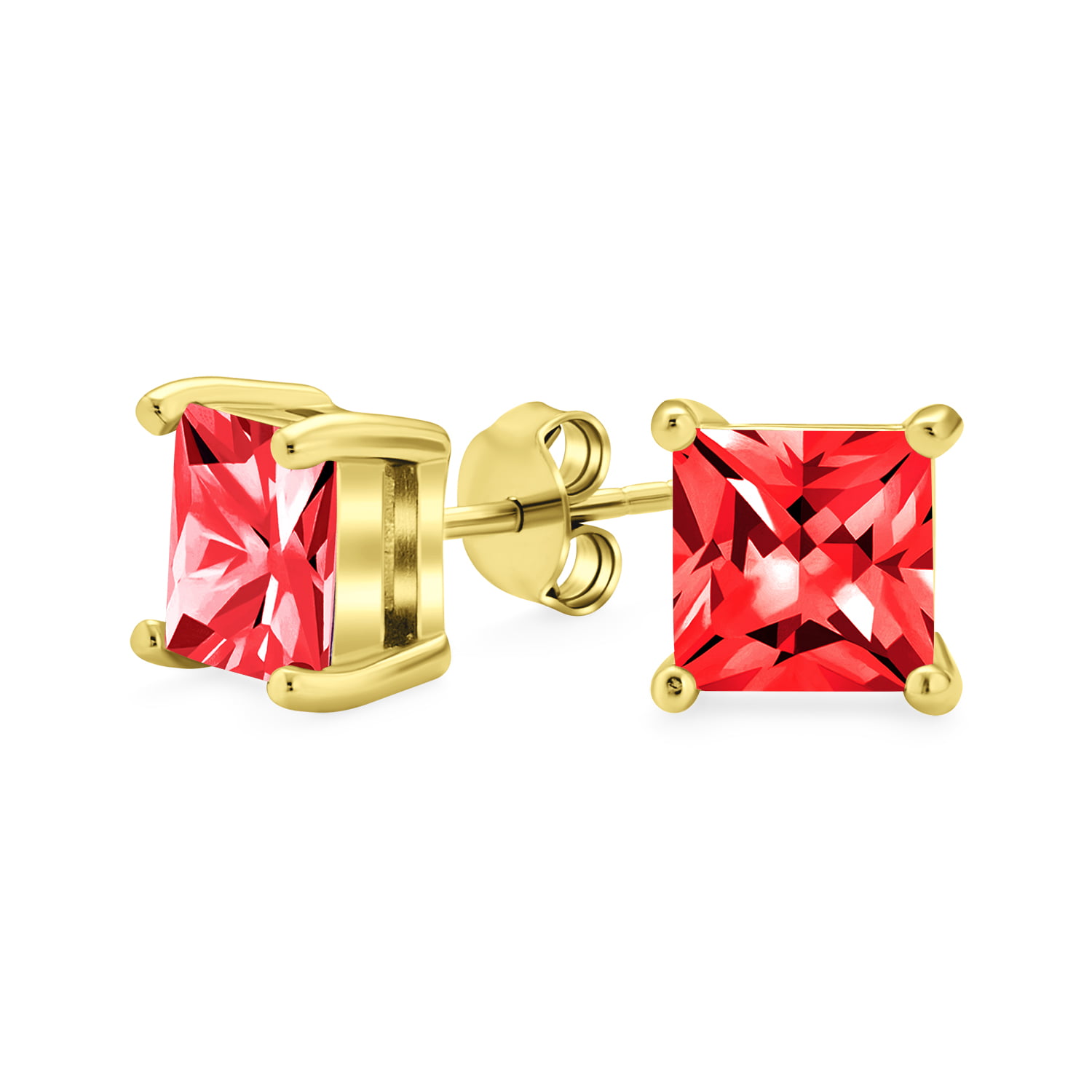 Fashion Women Gold Plated Red Zirconia CZ Dangle Engagement Earrings Jewelry