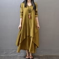 thumbnail image 3 of MYG Women Linen Dresse Layering Vintage Robe Loose Long Dress Oversize Female Spring, 3 of 9