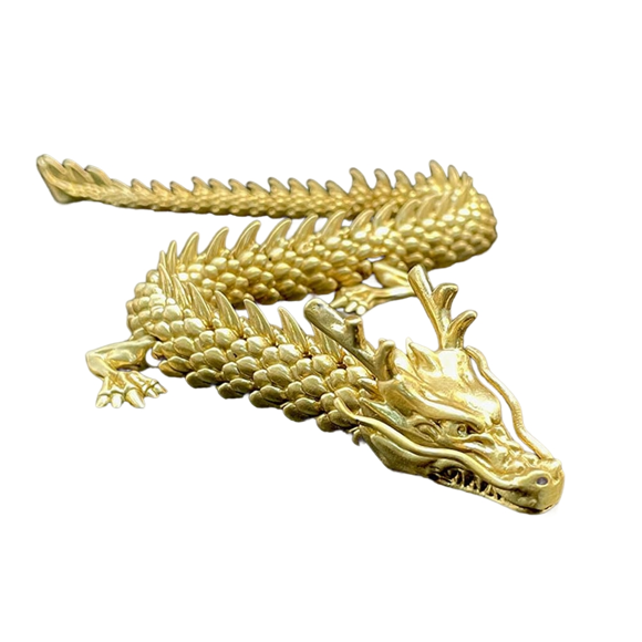 Gold Dragon with Movable Joints, Chinese Zodiac Dragon Collectible Figurines Table Decor Ornament, 3D Dragon Statue