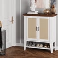 thumbnail image 5 of SAINSPEED Accent Cabinet, Buffet Cabinet with Storage, Rattan Sideboard Entryway Cabinet with Doors and Shelves, Kitchen Storage Cabinet Furniture for Living Room, Dining Room, Hallway, White, 5 of 7