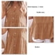 thumbnail image 4 of Blusa de manga corta con cuello en V para mujer, blusa holgada de color puro con botones y dobladillo con volantes para fiesta, color caqui XXL, 4 of 5