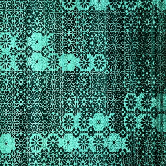 Ahgly Company Indoor Square Abstract Turquoise Blue Modern Area Rugs, 3' Square