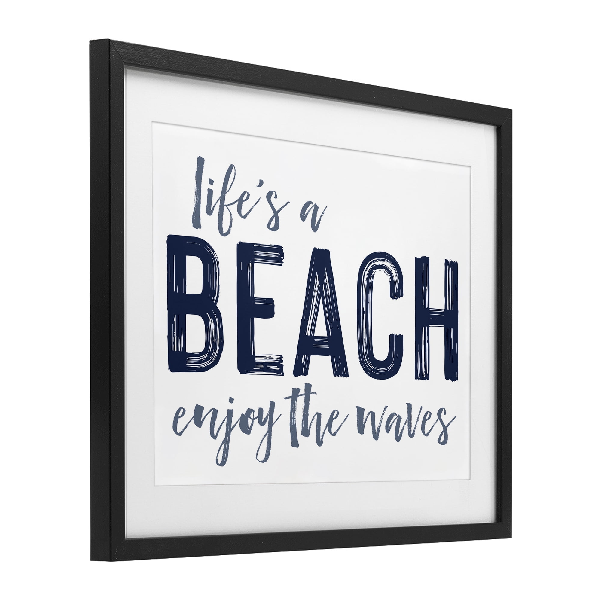 Summer Sentiment Enjoy Waves Black Framed Print Under Glass, design by Lettered and Lined