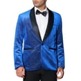 thumbnail image 1 of CHAQUETA DE TRAJE CHIC PARA HOMBRE CON SOLAPA DE CHALECO Y UN BOTÓN, TEJIDO METÁLICO BRILLANTE, BLAZERS M AZUL, 1 of 5