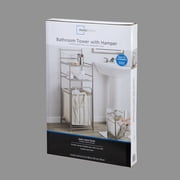 Mainstays Satin Nickel Bathroom Storage Tower with 2 Shelves and Removable Hamper