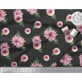 thumbnail image 2 of Soimoi Black Rayon Fabric Ranunculus & Chrysanthemum Floral Printed Craft Fabric by the Yard 42 Inch Wide, 2 of 3