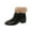Black, variant on Women'S Casual Winter Fleece Lined Plus Size Short Boots With Square Toe And Front Laces Low Heel Pu Material Us Size 6 Foot Length 9.25 Inches