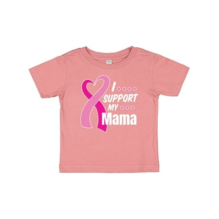 

Inktastic Breast Cancer Awareness I Support My Mama with Pink Ribbon Gift Baby Boy or Baby Girl T-Shirt