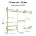 thumbnail image 3 of Timate F3 Heavy Duty Wall Mounted Garment Rack, Industrial Pipe Closet System with Adjustable Shelves, Expandable Storage Wardrobe for Walk-in Closets, Gold, 3 of 7