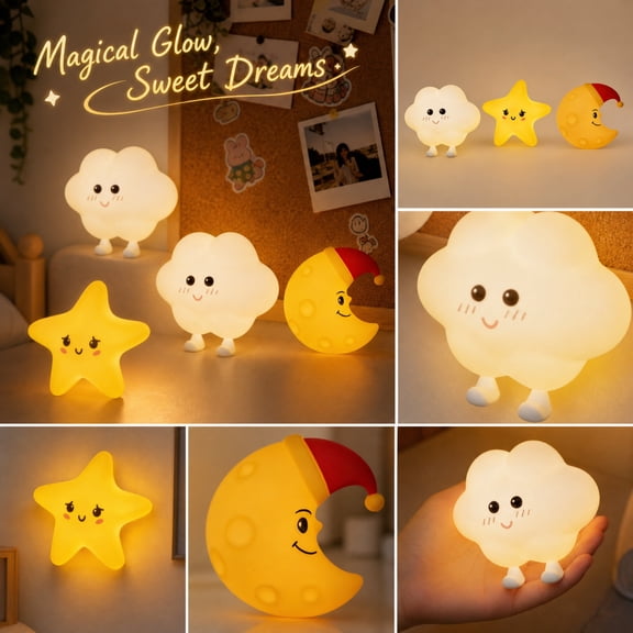 Night Light for Student Nursery, Cute Star Shaped Night Light for Student, Bedroom Nursery Decor, Rechargeable Led Night Light, Soft Touch Night Light for