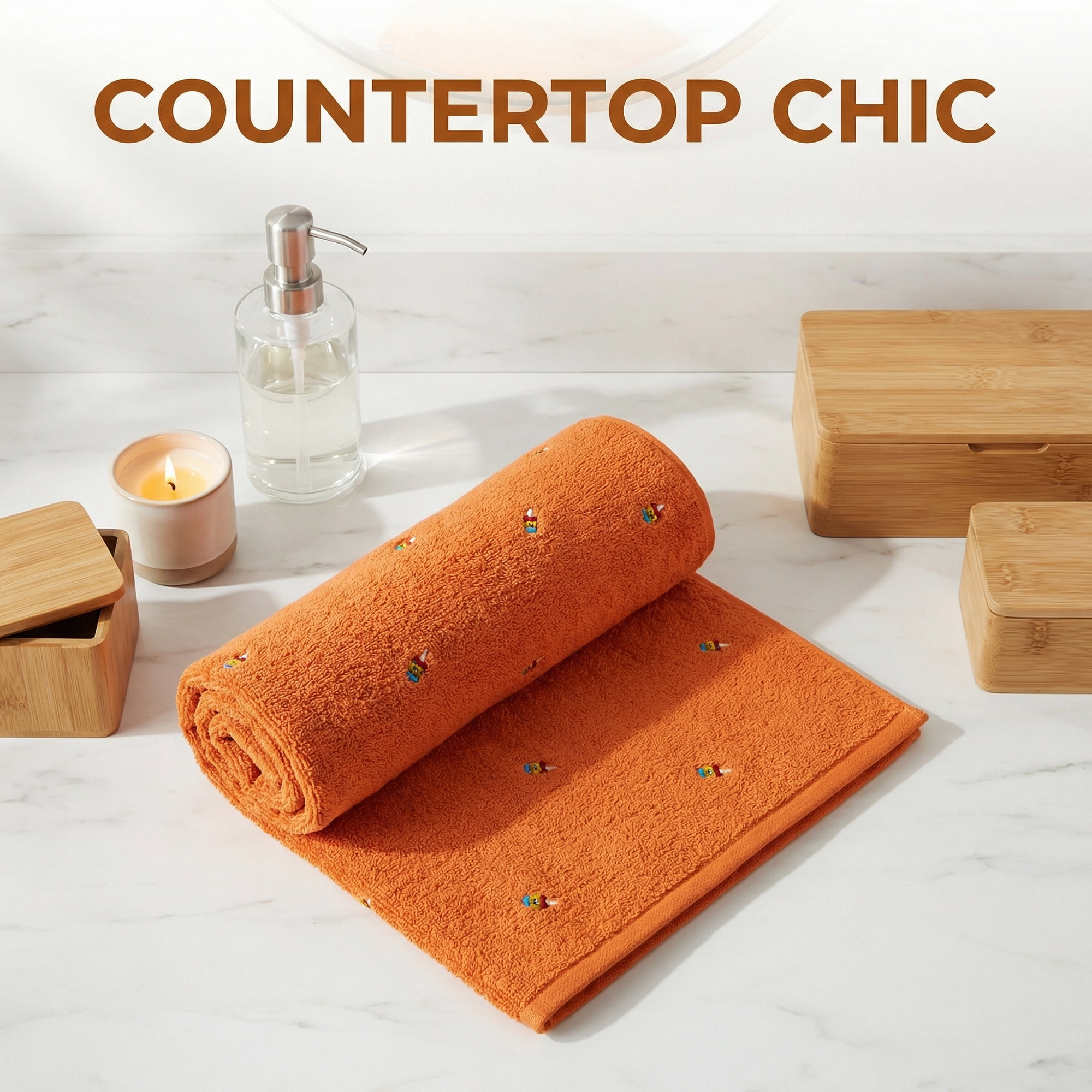 Unique Bargains Soft Absorbent Bath Towel 2 Pack Orange 55"x28"