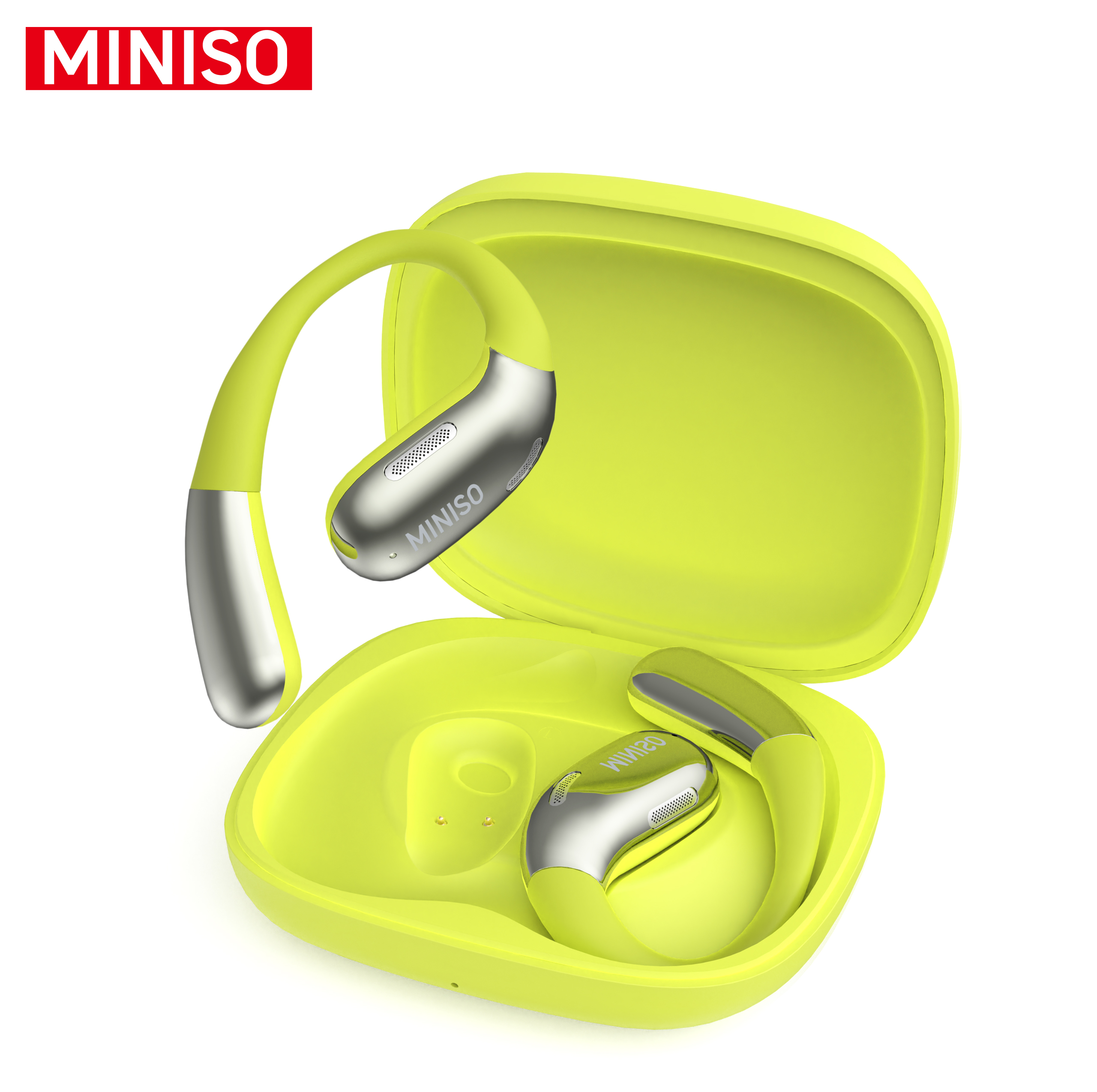 MINISO X28 AI Real-Time Translation Wireless Earbuds, Open Ear Bluetooth 5.4, 130+ Languages, IPX5 Waterproof for Travel/Gym, Green