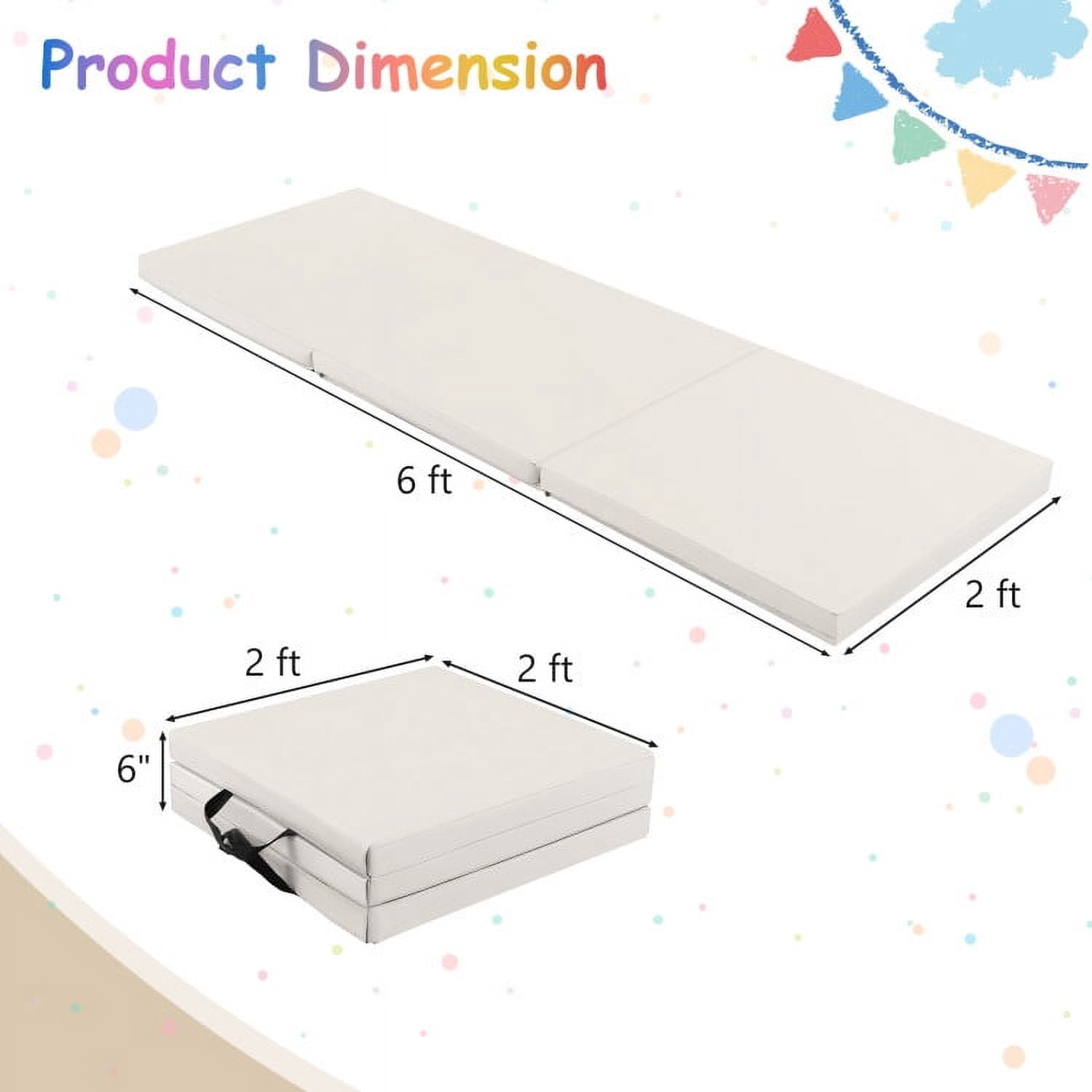 Resenkos Gymnastics Mat, Exercise Tumbling Mat,6 x 2 FT Tri-Fold Gym Mat with Handles and Removable Zippered Cover-Light Gray