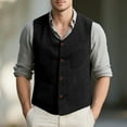 thumbnail image 2 of RYDCOT Mens Vintage Cowboy Tweed Dress Suit Vest V Neck Casual Wool Waistcoat Herringbone for Wedding Groomsmen Muti Pocket Black, 2 of 9
