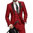 thumbnail image 3 of Traje de lujo para hombre elegante, formal, ajustado, conjunto de 3 piezas, chaqueta, chaleco y pantalón, esmoquin para negocios, traje de boda, 3 of 5