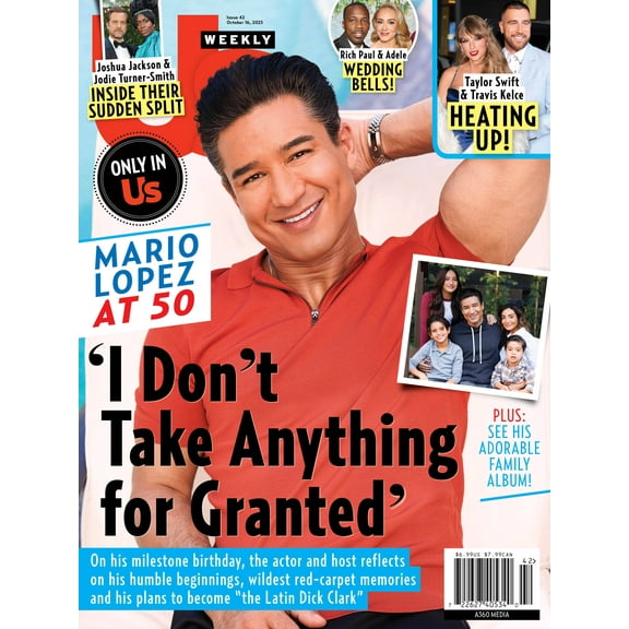 Us Weekly - 10.16.23 Mario Lopez I Don't Take Anything for Granted! Becoming The Latin Dick Clark, Taylor Swift  Travis Kelce Romance, Joshua Jackson  Jodie Turner-Smith Split  Adele Wedding Bells!