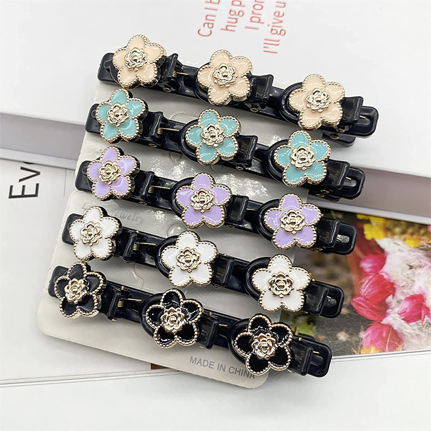 Sparkling Crystal Stone Braided Hair Clips for Women,Rsvelte