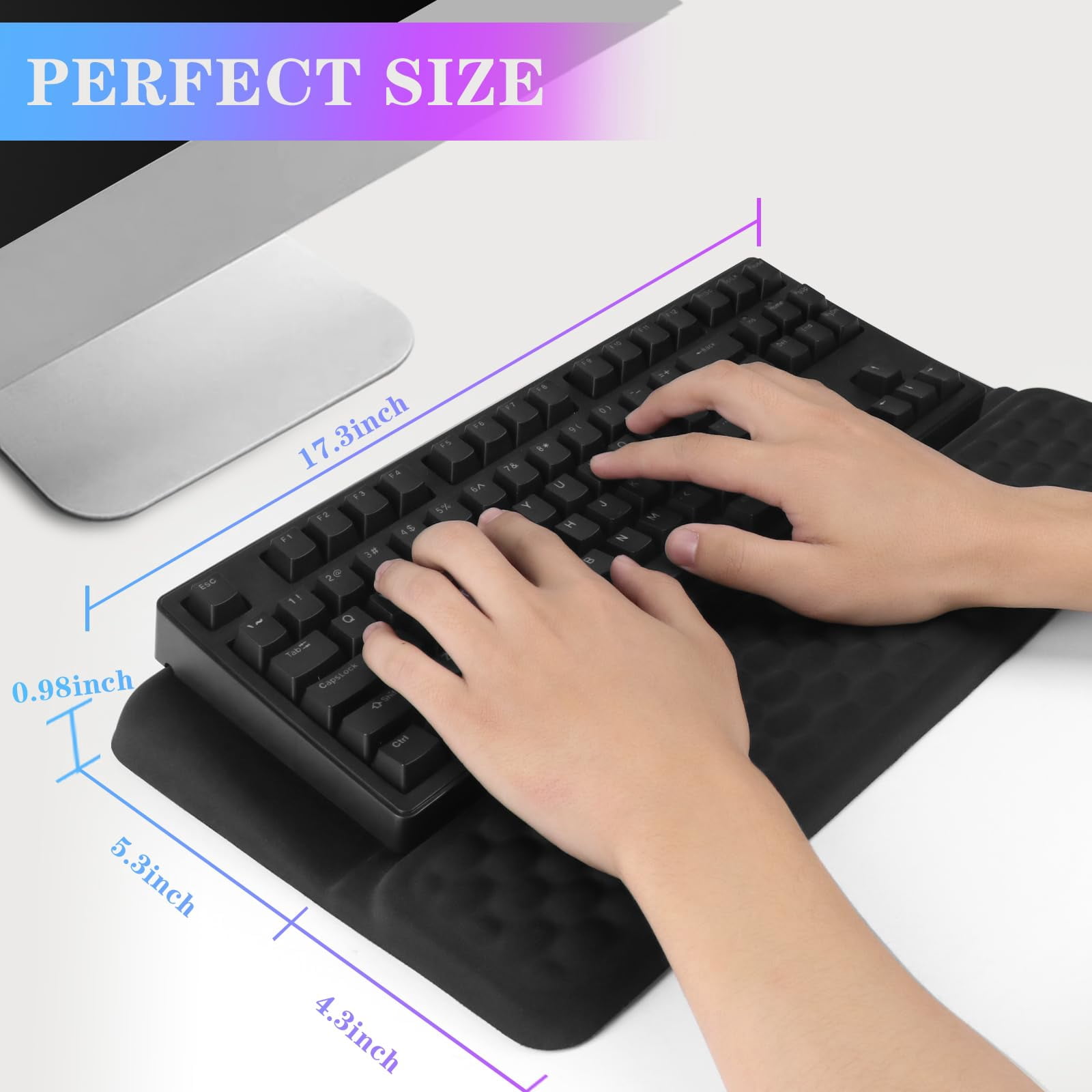 Computer Stand With Wrist Rest  Tilted Holder - Riser Pad Tray Support For Office Home Black