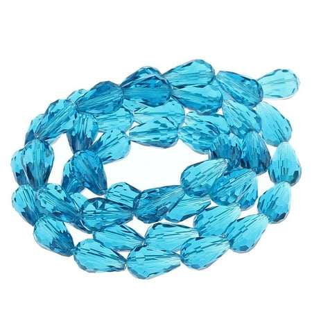 Drops Vintage Glass Bead Strand - Sexy Sparkles 1 Strand, Teardrop Peacock Blue Faceted Glass Loose Beads 15x10mm (5/8''x3/8'...